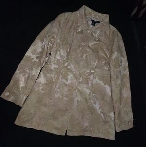 NWT Arden B. Almond Floral Jacquard Trench Coat - Size L